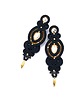 kolczyki soutache Kolczyki sutasz czarne ze złotem Ismara wieczorowe z kryształkami