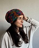 czapki damskie Kolorowa duża czapka beanie z wełną i alpaką 