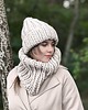 czapki damskie Peruvian WOOLY wełniany komplet zimowy- jasny beż
