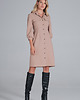 sukienki midi damskie Elegancka sukienka koszulowa midi z bufiastymi rękawami i guzikami - M849