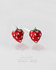 kolczyki szklane Strawberry- srebrne kolczyki + box