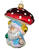bombki Ręcznie malowana szklana bombka niebieski Mikołaj z grzybowym kapeluszem