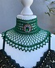 chokery Belle epoque retro koronkowy naszyjnik w kolorze butelkowej zieleni