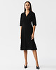 sukienki midi damskie Sukienka z kopertowym dekoltem i kołnierzykiem-czarna(S-348)
