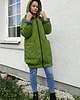 kurtki damskie Ciepła lekka kurtka zielona  z kapturem na suwak