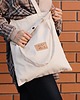 torby na zakupy Beżowa torba zapinana na magnes, długie uchwyty logo Korek