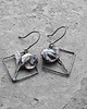 kolczyki wire wrapping Fioletowe perły  -  kwiaty   -  kolczyki