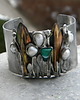 bransoletki wire wrapping Brązowy  liść  - BRANSOLETA MANKIET  CUFF