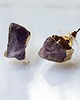kolczyki pozłacane Ametyst surowy kolczyki pozłacane asymetryczne