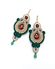 kolczyki soutache Kolczyki sutasz wieczorowe beżowo zielone eleganckie długie Margo