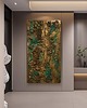 obrazy Obraz artystyczny  80x160cm w kolorach szmaragd i złoto