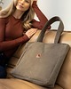 torby na ramię Torba NA LAPTOP Shopper w kolorze taupe z nubuku tapicerskiego