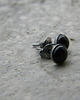 kolczyki wire wrapping 7mm oczarny onyks   - sztyfty