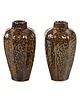 wazony Zestaw brązowych wazonów ceramicznych, duński design, lata 60, Dania