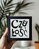 grafiki i ilustracje Czułość grafika typograficzna w drewnianej ramce