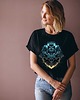 t-shirt damskie Koszulka oversize czarna z nadrukiem Sowa