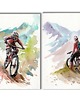 grafiki i ilustracje Rower górski. Akwarela ręcznie malowana. Zestaw 2 szt