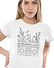 t-shirt damskie Koszulka kwiaty line art rośliny natura radio