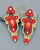 kolczyki soutache Vintage złoto czerwone ażurowe długie kolczyki sutasz