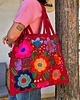torby na ramię Torba haftowana Bordado kolorowe kwiaty hafty z Meksyku Czerwona