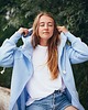 bluza z kapturem damska Bluza rozpinana LUZAK błękitny