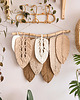 makramy Beżowa dekoracja na ścianę w stylu boho / skandynawskim, plecione liście