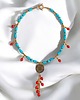 naszyjniki - inne UNIKATOWY naszyjnik : INDIA : turkus, czerwień złoto
