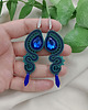 kolczyki soutache Długie kolczyki petrol, kolczyki pawie pióro