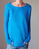 bluza bez kaptura damska Gruby Wąski rękaw Niebieski