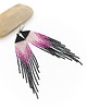 kolczyki - inne Czarno-fuksjowe, delikatne kolczyki piórka