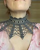 chokery Szary koronkowy naszyjnik gotycki vintage wiktoriańska kolia