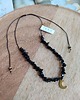 chokery Naszyjnik choker czarny Agat i złoty księżyc