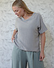 topy damskie Bluzka len/wiskoza w kolorze szarego hematytu