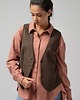 kamizelki damskie Wełniana elegancka kamizelka oversize, CHOCOLATE BROWN