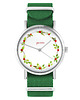 zegarki damskie Zegarek - Wianek, dzika róża - zielony, nylonowy