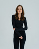 bluzki z długim rękawem damskie Longsleeve do jogi damski NY CHIC - black sky