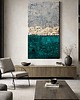 obrazy Obraz artystyczny  80x160cm w kolorach turkus złoto brudna biel
