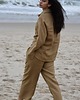 spodnie materiałowe Spodnie Linen pants karmel
