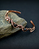 bransoletki wire wrapping Miedziana bransoleta cuff z turmalinem i onyksem