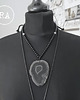 biżuteria męska AGAT wisior na koralach black stone i kwarc