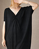 sukienki midi damskie Sukienka krótki rękaw asymetria Czarna Dekolt V