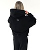 bluza z kapturem damska Czarna kangurka o pudełkowym kroju