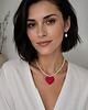 wisiory Naszyjnik PEARL HEART x Bardzo fuksja