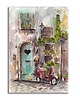 grafiki i ilustracje Akwarela ręcznie malowana oryginalna "Włoska Uliczka ze Skuterem"