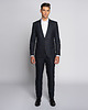 spodnie męskie Eleganckie spodnie męskie naro granatowy w kratę slim fit 170 94