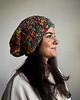 czapki damskie Kolorowa duża czapka beanie z wełną i alpaką