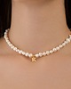 chokery Choker naszyjnik perły literka- srebro 925 pozłacane