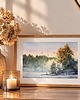 obrazy Akwarela -  Mglisty Brzeg  oprawiony w passe-partout  30x40 cm