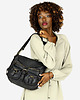 torby na ramię Skórzana torebka listonoszka z kieszeniami safari handmade czarna
