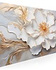 grafiki i ilustracje Obraz na płótnie - KWIAT GLAMOUR BIAŁY ZŁOTY - 120x80 cm (107701)